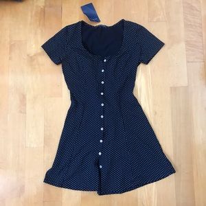 Brandy Melville Black Polka Dot Lara Dress NWT